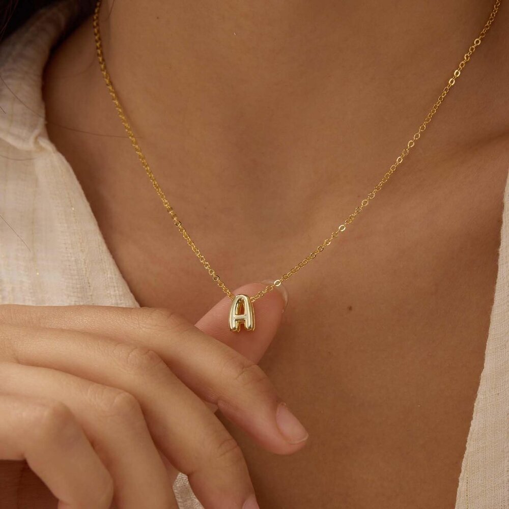 Initial Necklaces for Women Bubble Gold Silver Letter Necklace Dainty Personaliz - Picture 8 of 8